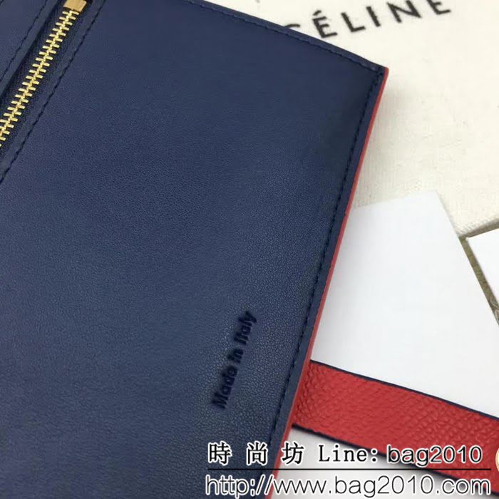 CELINE賽琳原單 專櫃 手掌紋牛皮搭扣拼色錢夾 4148 SL1693